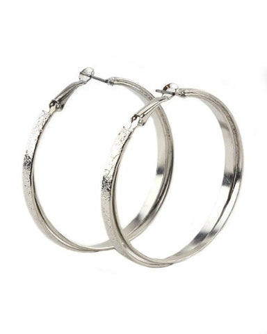 High Quality Hypo-Allergenic Wide Criss-Cross 50mm Hoop Earrings in Silver-Tone MADE IN USA