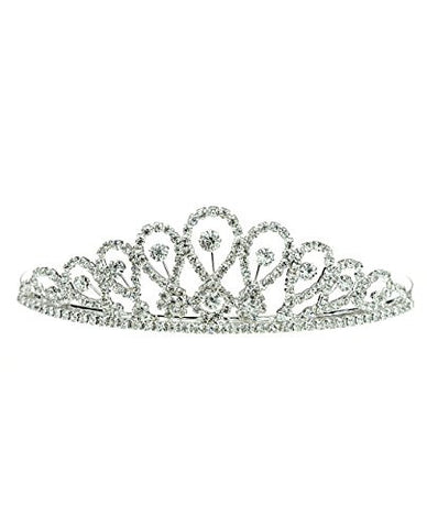 NYfashion101 Rhinestone Studded Inverted Teardrop Crown Tiara NHTY3321SCLY