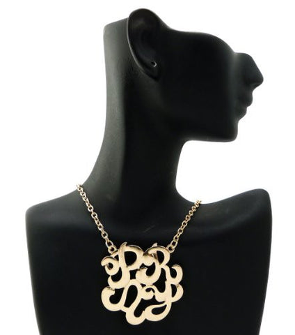 Pray Monogram Pendant 3mm 18" Link Chain Necklace in Gold-Tone