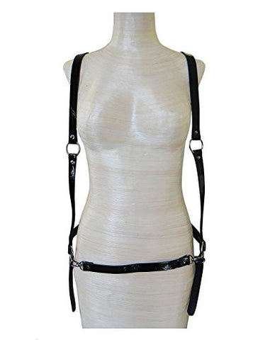 Front Shoulder Straps Back Y Strand Waist Belt Faux Leather Body Chain Body Accesssory