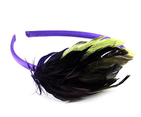 NYfashion101 Fancy Bold Feather Accent Satin Covered Skinny Headband