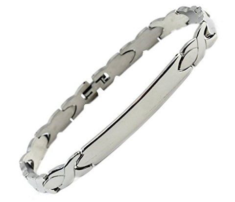 NYfashion101 Men's Fashionable Silver-Tone ID Stainless Steel Bracelet 4014