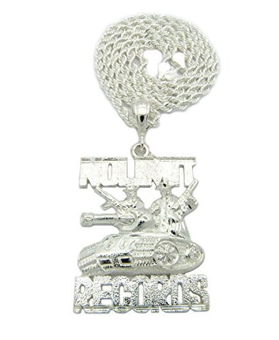 No Limit Record Pendant 3mm 24" Rope Chain Necklace in Silver-Tone