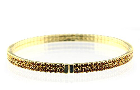 Elegant 2 Row Tangerine Swarovski Elements Flex Bracelet in Gold-Tone MADE IN KOREA IKB1001GT