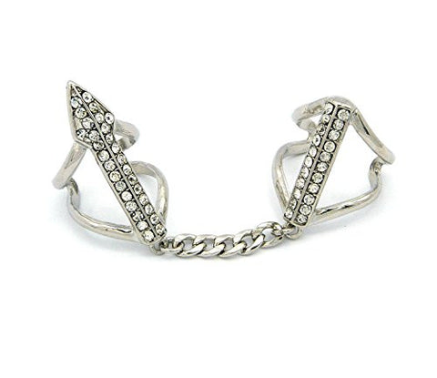 Rhinestone Arrow Charm Fashion Knuckle Ring in Silver-Tone JR2001RDCLR