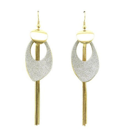 Shimmering Shell Chain Drop Earrings in Silver/Gold-Tone