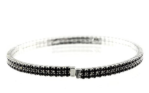 Elegant 2 Row Red Swarovski Elements Flex Bracelet in Silver-Tone MADE IN KOREA IKB1001RD