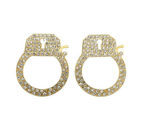 Rhinestone Handcuff Earrings in Gold-Tone