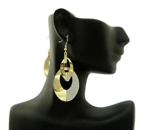 Shimmer Ring Drop Earrigns in Silver/Gold-Tone