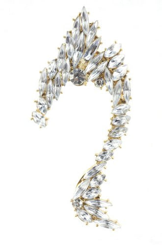 Elegant Marquise Cut Rhinestone Pave Ear Cuff in Gold-Tone