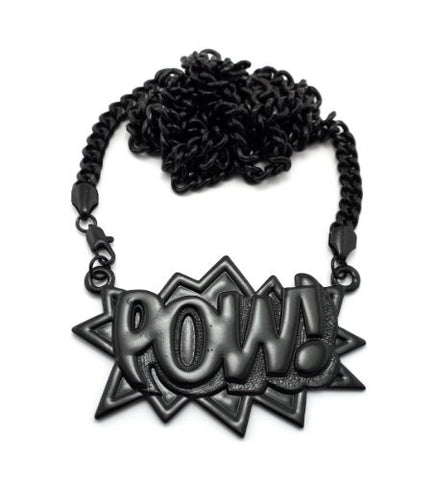 POW! Rapper Pendant in Jet Black w/ 6mm 36" Miami Cuban Chain CP93BP