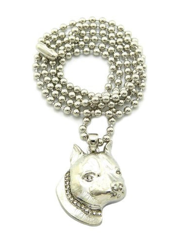 Unisex Silver Tone Pitbull Micro Pendant 3mm 27" Ball Chain Necklace MMP7R