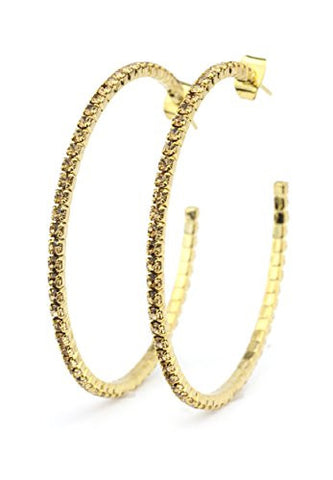 Fancy Yellow Swarovski Elements 45mm Flex Hoop Earrings in Gold-Tone MADE IN KOREA IKE1001GB