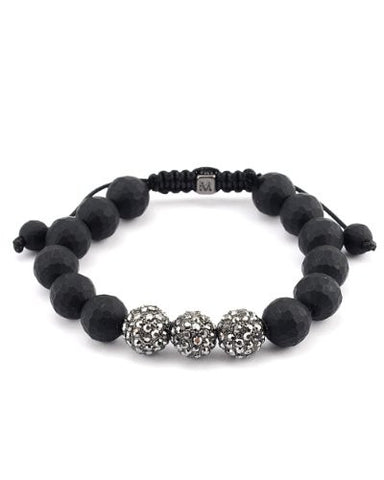 Hematite Encrusted Beads & Faceted Matte Disco Balls Bracelet MB199BKHE