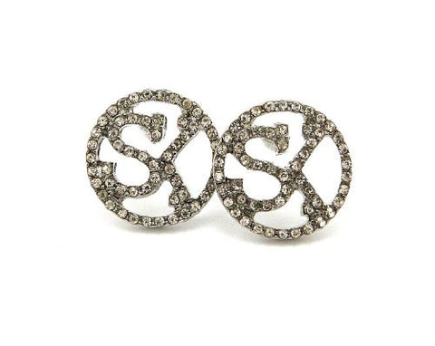 Iced Out Street King SK Stud Earrings in Silver-Tone