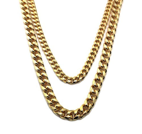 Hip Hop Rapper Look Multi-Length Two Chain Necklace Set in Gold-Tone