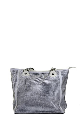 Very Unique All Over Silver Studded Canvas Leather Shoulder Handbag WHITE HD1331WH