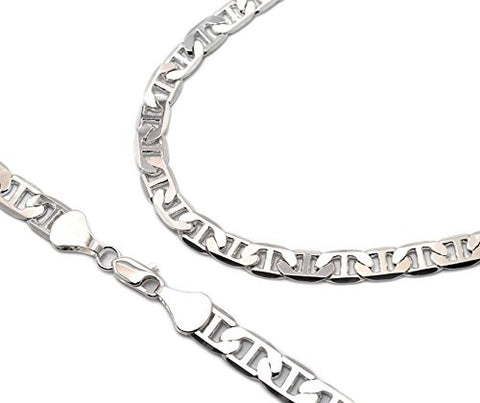 9mm 9" Flat Anchor Chain Link Bracelet in Silver-Tone S2824-9