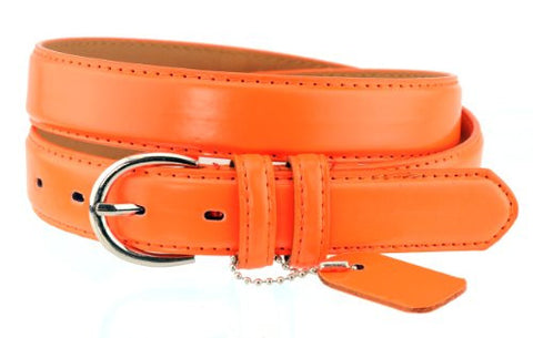 Nyfashion101 Women's Basic Leather Dressy Belt w/ Round Buckle H001-Orange-XL