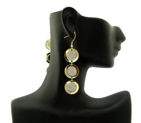 Shimmer Circle Drop Earrings in Silver/Gold-Tone