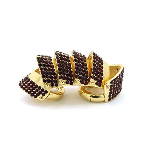 Paved Armor Look Flex Finger Ring in Red/Gold-Tone HR1073GDRED