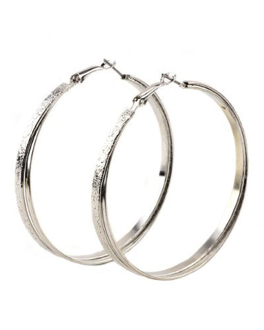 High Quality Hypo-Allergenic Wide Criss-Cross 60mm Hoop Earrings in Silver-Tone MADE IN USA