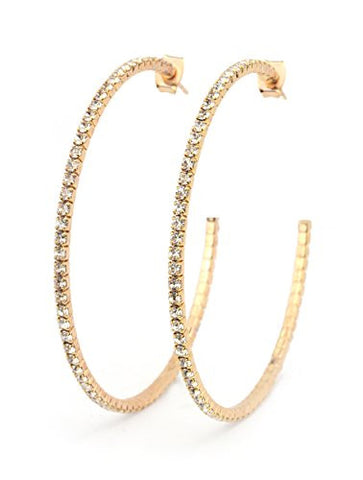 Clear Swarovski Elements 55mm Flex Hoop Earrings in Rose Gold-Tone MADE IN KOREA IKE1002CP