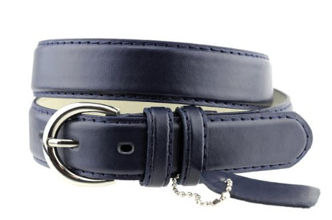 Nyfashion101 Women's Basic Leather Dressy Belt w/ Round Buckle H001-Navy-XL