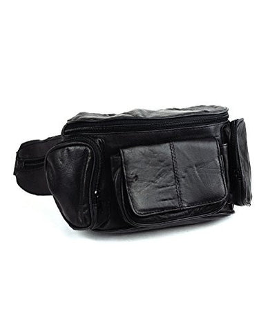NYfashion101 Leather Multiple Pouch Adjustable Nylon Buckle Strap Waist Fanny Pack