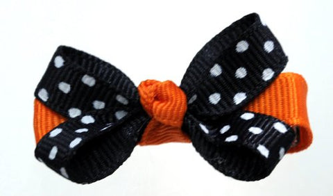 Halloween Style Mini Size Dotted Ribbon Bow Handmade Hair Clip BC8074-1