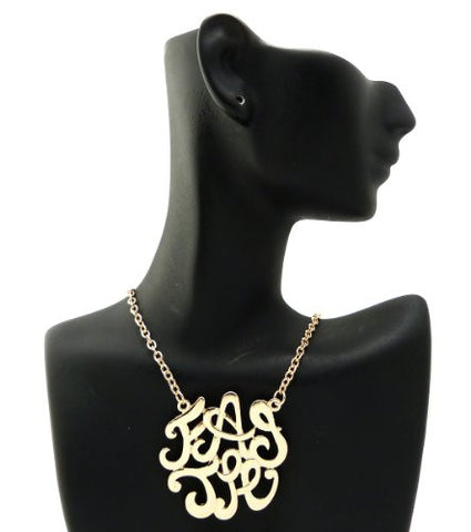 Faith Monogram Pendant 3mm 18" Link Chain Necklace in Gold-Tone
