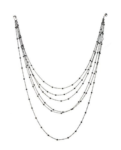 Hematite-Tone Bohemian Bead Ball Chain Rhinestone Stud Hook Earring Lace To Necklace