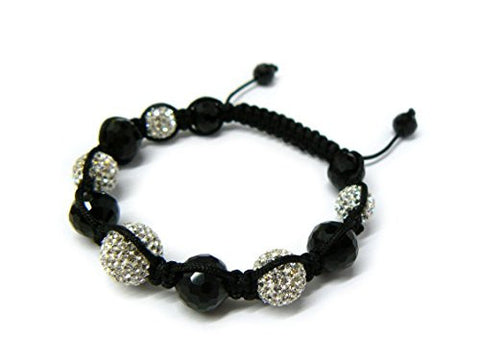 Acrylic Rhinestone and Crystal Bead Adjustable Shamballa Bracelet