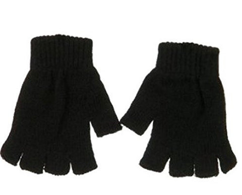 NYfashion101 Black Unisex Knit Fingerless Magic Gloves - Pack of 3