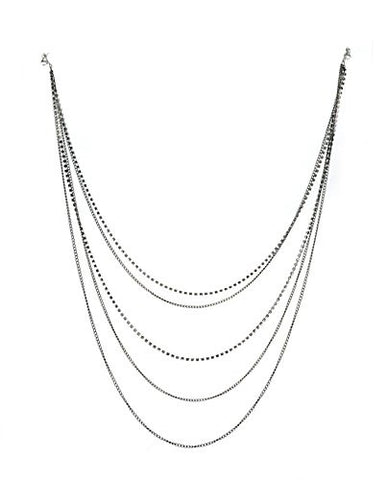 Hematite-Tone Double Rhinestone Strand Hook Earring Lace To Necklace