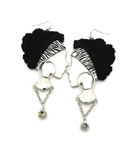 Headband Girl Silhouette Drop Earrings in Silver-Tone