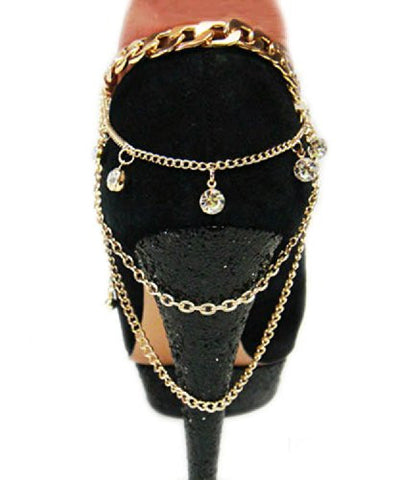 Glamorous Multi Style Chain Gold Tone Adjustable Anklet Heel Chain IHN1009G