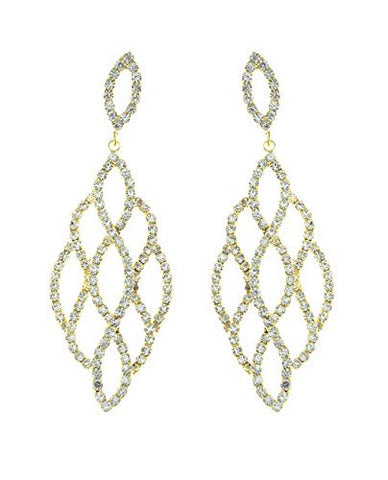 Curvy Rhinestone Pave Drop Earrings in Gold-Tone