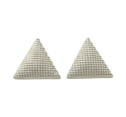 Rope Pattern Triangle Earrings in Silver-Tone