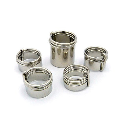 Thick 5 Piece Coil Look Fashion Ring Set in Silver-Tone