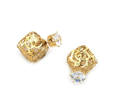 Tribal Filigree Box Round Cut Earrings