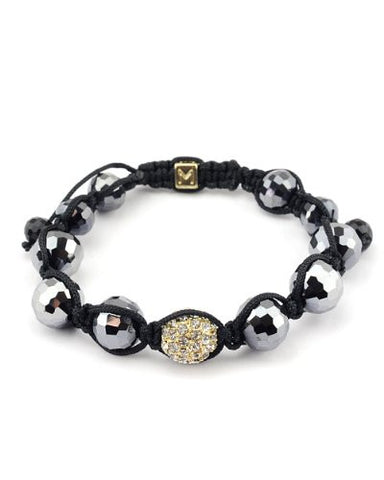 Mirroring Disco Ball Faux Glass w/ Rhinestone Ball Shamballa Bracelet MHB11GD