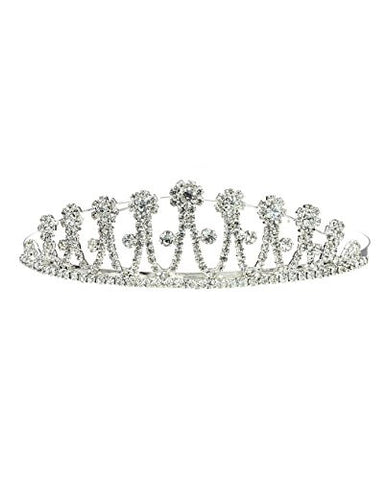 NYfashion101 Rhinestone Studded Floral Designed Crown Tiara NHTY3320SCLY