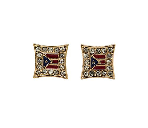 Flag of Puerto Rico Iced Out Kite Stud Earrings in Gold-Tone XE1045G