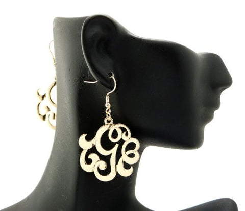 Initial Letter G Celebrity Style Monogram Earrings in Gold-Tone