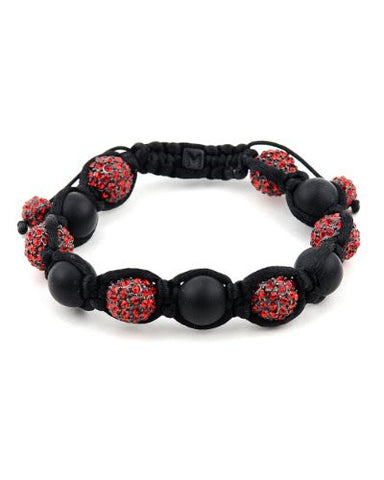 Red Encrusted Ball and Matte Finish Bead Shamballa Bracelet MHB96RD