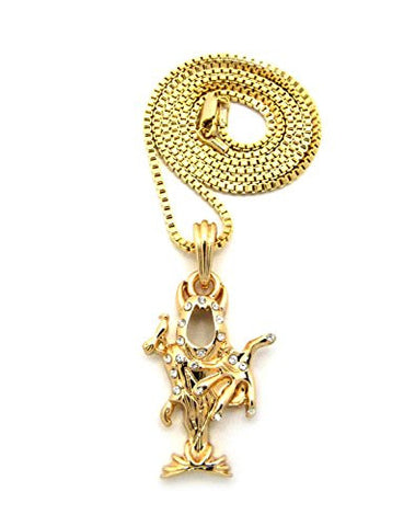The Wraith Shangri-La Stone Stud Pendant 2mm 24" Box Chain Necklace in Gold-Tone