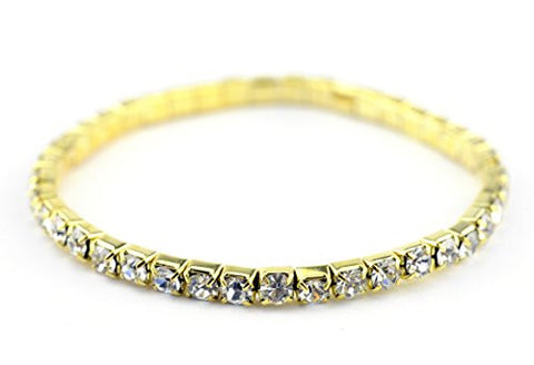 Single Row Rhinestone Stretch Bracelet in Gold-Tone KB4344G