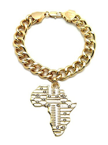 Africa Charm 7.5" Link Bracelet in Gold-Tone