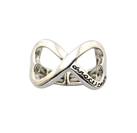 Heart Shape Infinity Loop Directioner® Fans Stretch Ring in Black/Silver-Tone XR35RBK
